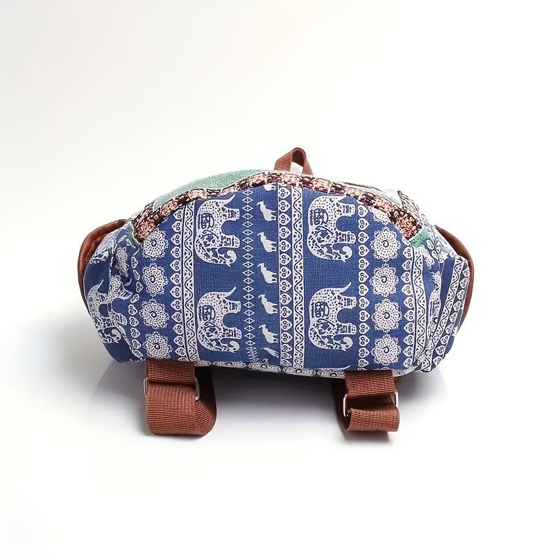 Ethnic Embroidery Jacquard Canvas Women's Backpack Large Capacity Drawstring Bag