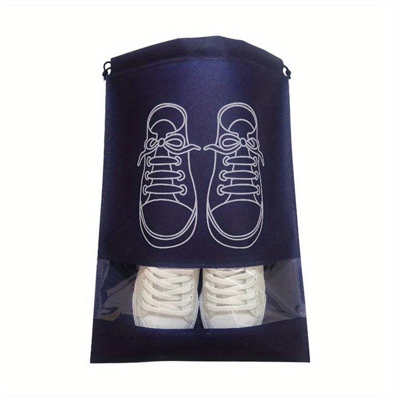 5pcs Non woven Shoes Bag Dustproof Drawstring Transparent Storage Bag
