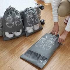 5pcs Non woven Shoes Bag Dustproof Drawstring Transparent Storage Bag