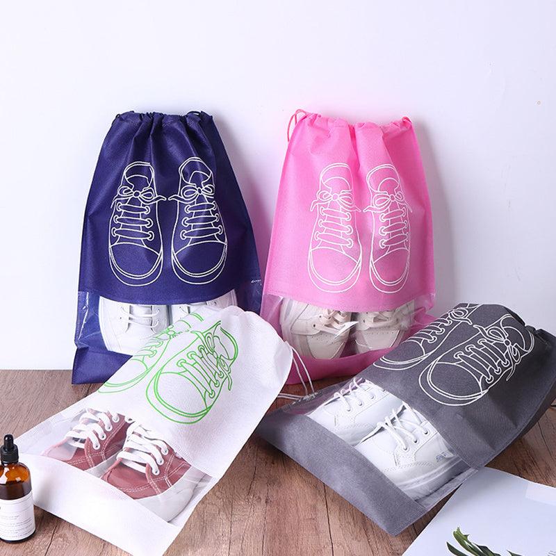5pcs Non woven Shoes Bag Dustproof Drawstring Transparent Storage Bag