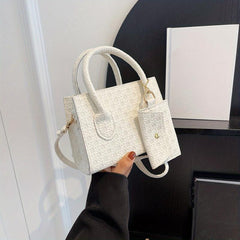 Mini Square Crossbody Bag With Clutch Purse PU Leather Shoulder Bag