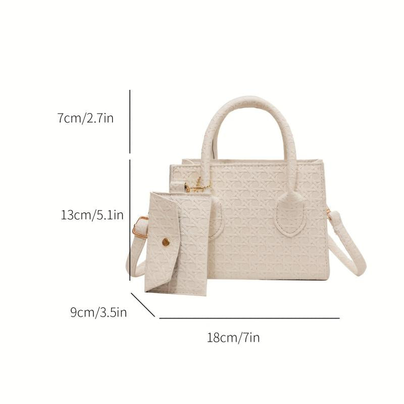 Mini Square Crossbody Bag With Clutch Purse PU Leather Shoulder Bag