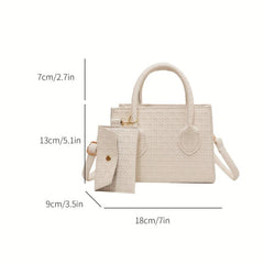 Mini Square Crossbody Bag With Clutch Purse PU Leather Shoulder Bag