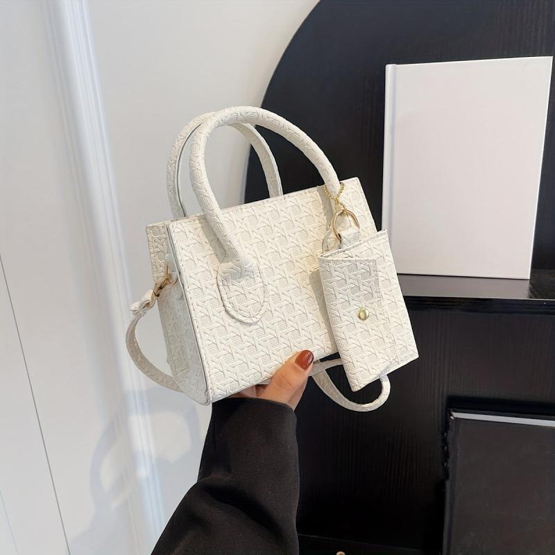 Mini Square Crossbody Bag With Clutch Purse PU Leather Shoulder Bag