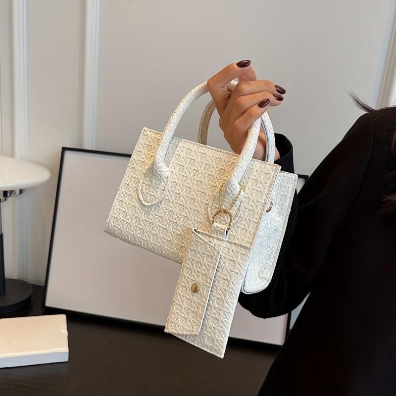 Mini Square Crossbody Bag With Clutch Purse PU Leather Shoulder Bag
