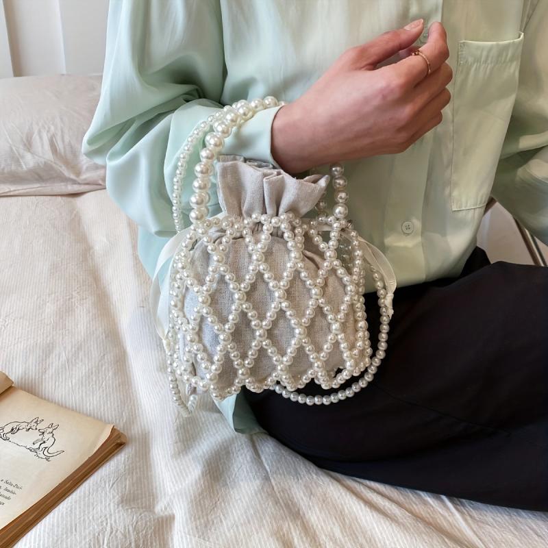 Straw Decor Drawstring Satchel Bag, Niche Handbag