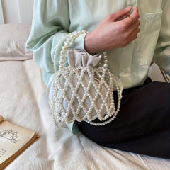 Straw Decor Drawstring Satchel Bag, Niche Handbag