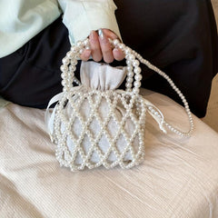 Straw Decor Drawstring Satchel Bag, Niche Handbag