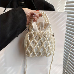 Straw Decor Drawstring Satchel Bag, Niche Handbag