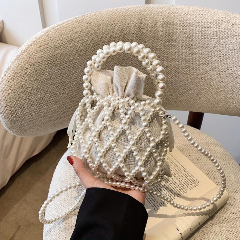 Straw Decor Drawstring Satchel Bag, Niche Handbag