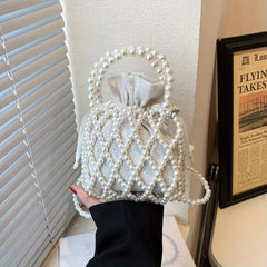 Straw Decor Drawstring Satchel Bag, Niche Handbag