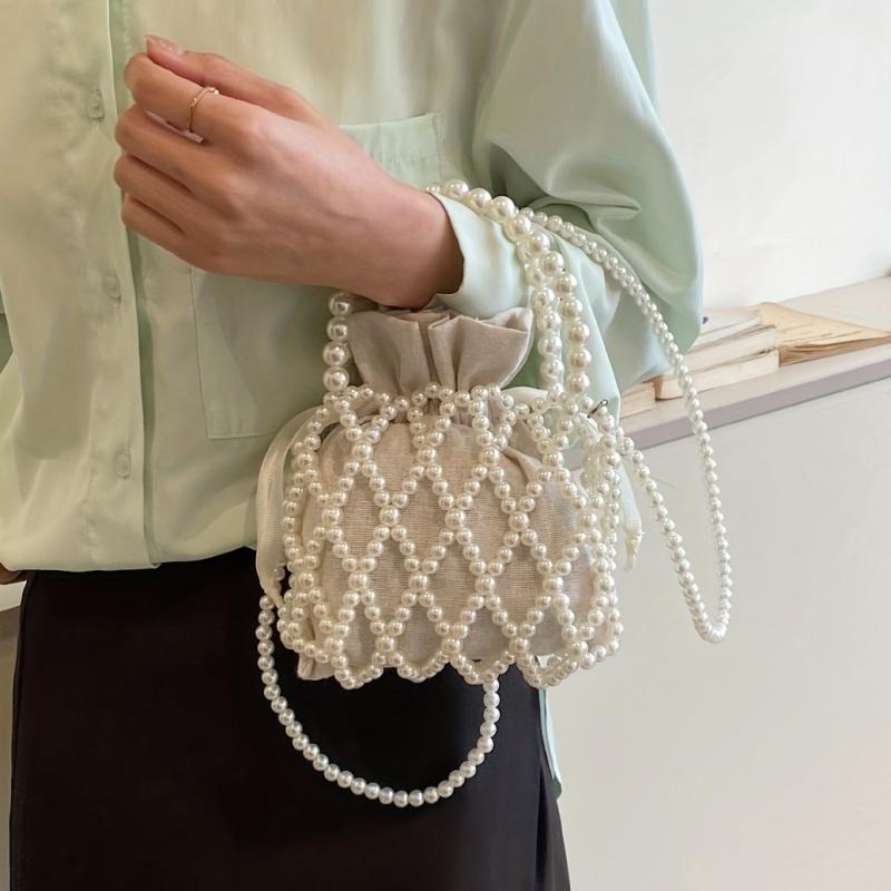 Straw Decor Drawstring Satchel Bag, Niche Handbag