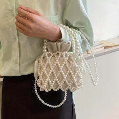 Straw Decor Drawstring Satchel Bag, Niche Handbag