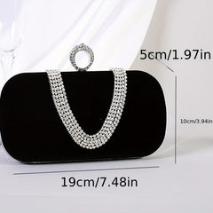 Rhinestone Decor Banquet Clutch Dinner Bag