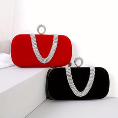 Rhinestone Decor Banquet Clutch Dinner Bag