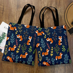 Fox Graphic Canvas Shoulder Bag for Work and Shopping