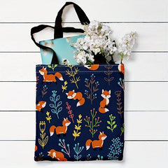 Fox Graphic Canvas Shoulder Bag for Work and Shopping