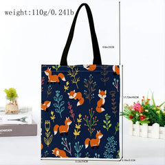 Fox Graphic Canvas Shoulder Bag for Work and Shopping
