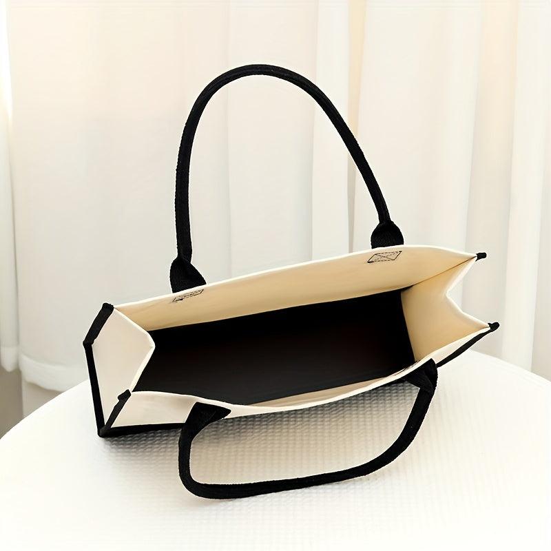 Letter Graphic Tote Bag Large Capacity Canvas Shoulder Bag Casual Handbag