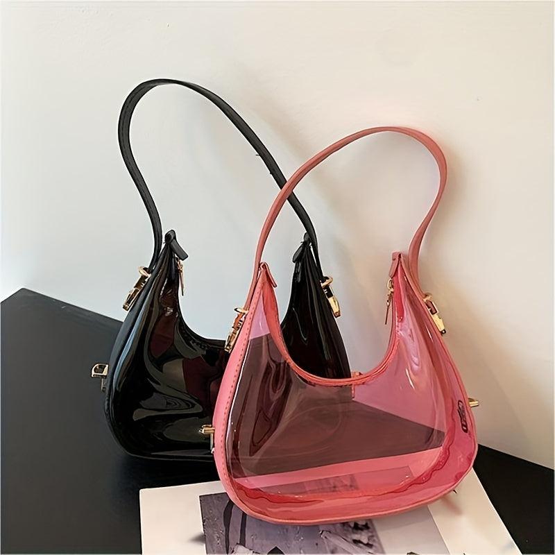Mini Transparent Crescent Shoulder Bag Clear Acrylic Y2K Underarm Bag