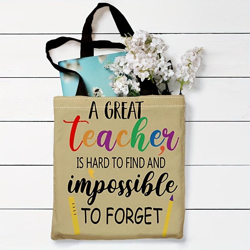 Casual Letter Graphic Canvas Tote Bag for Teacher