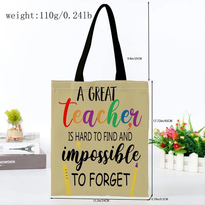 Casual Letter Graphic Canvas Tote Bag for Teacher