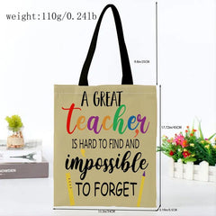 Casual Letter Graphic Canvas Tote Bag for Teacher