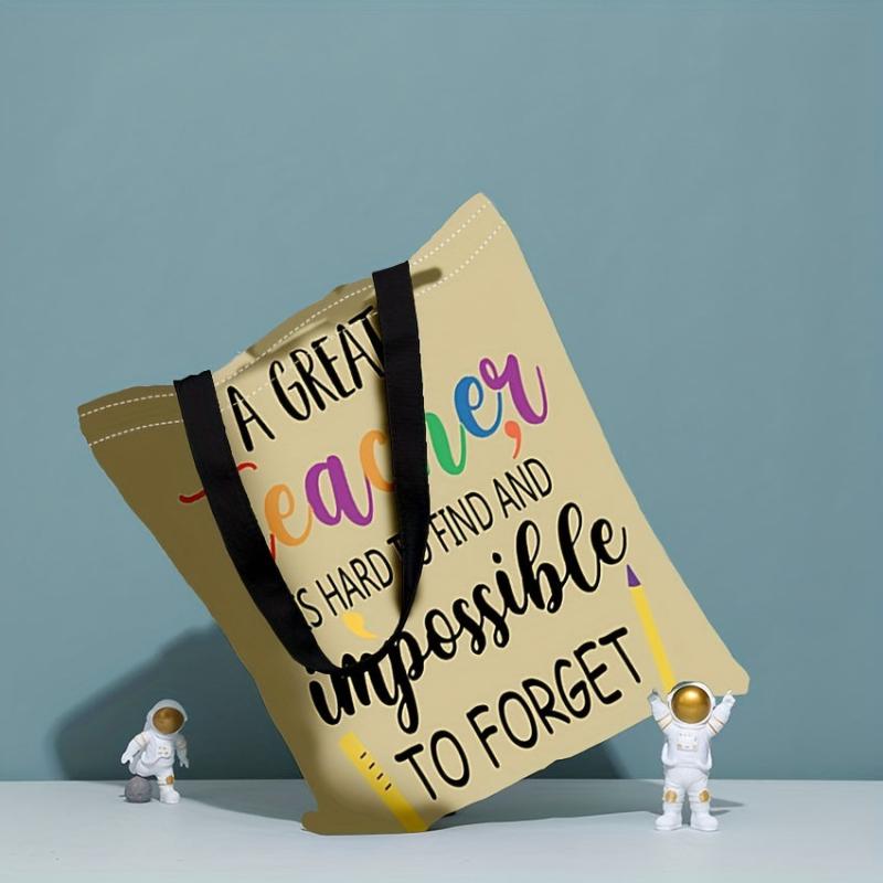 Casual Letter Graphic Canvas Tote Bag for Teacher
