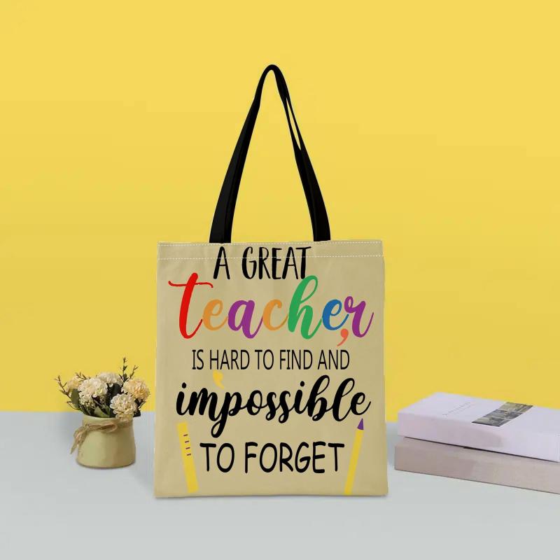 Casual Letter Graphic Canvas Tote Bag for Teacher