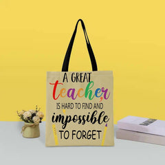 Casual Letter Graphic Canvas Tote Bag for Teacher