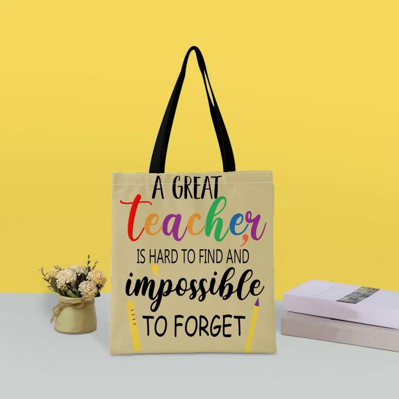 Casual Letter Graphic Canvas Tote Bag for Teacher