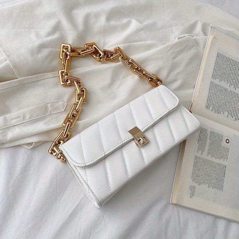 Classic Quilted Underarm Bag PU Leather Purse Women's Shoulder Bag