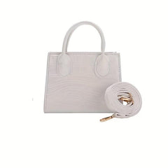 Portable Square Handbag Detachable Strap Zipper Shoulder Bag