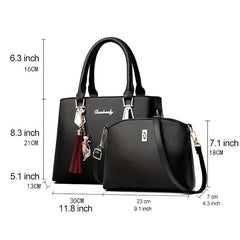 2Pcs Tassel Handbag Set Women's Crossbody Bag