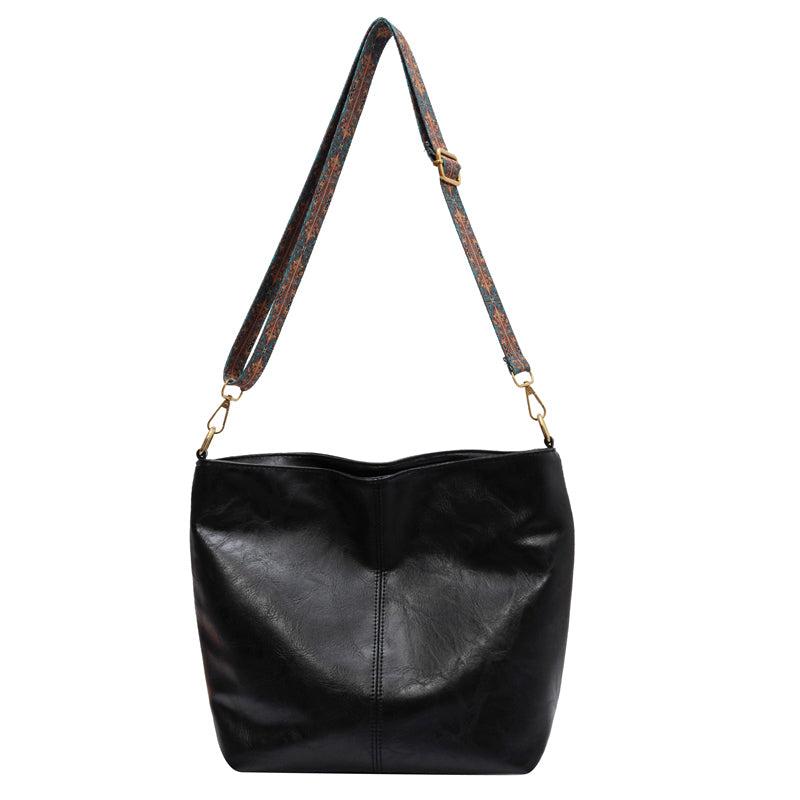 Geometric Strap Hobo Bag Large Capacity Soft PU Leather Crossbody Bag