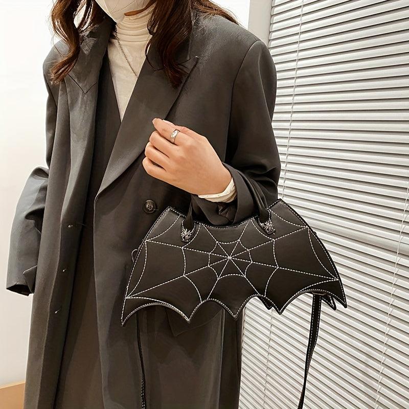Y2K Bat Spider Web Handbag Vintage Faux Leather Crossbody Bag