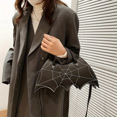 Y2K Bat Spider Web Handbag Vintage Faux Leather Crossbody Bag