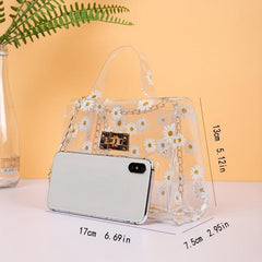 Daisy Pattern Square Bag Jelly Shoulder Bag Satchel Chain Bag