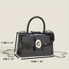 Solid Turn Lock Crossbody Chain Bag for Women