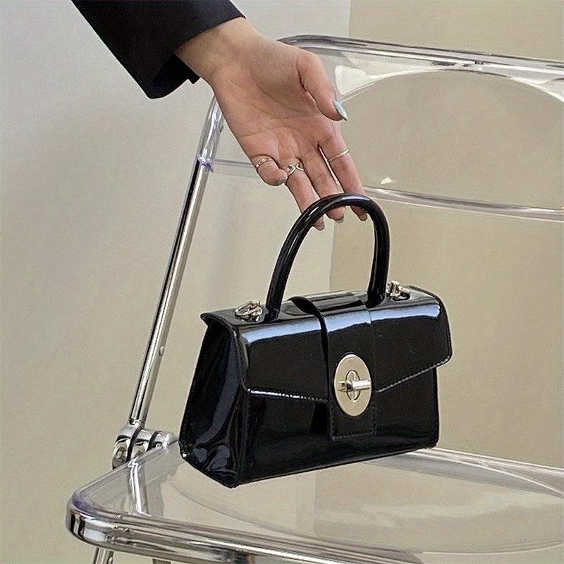 Solid Turn Lock Crossbody Chain Bag for Women