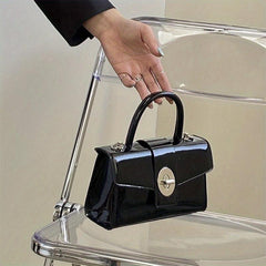Solid Turn Lock Crossbody Chain Bag for Women