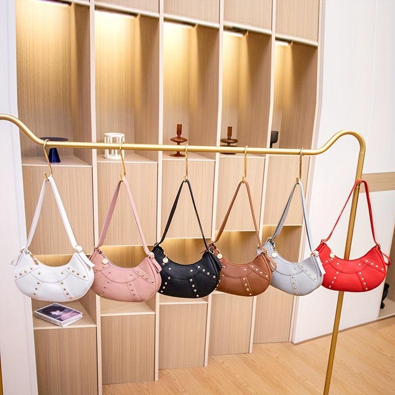 Rivets Decor Baguette Bag Underarm Bag