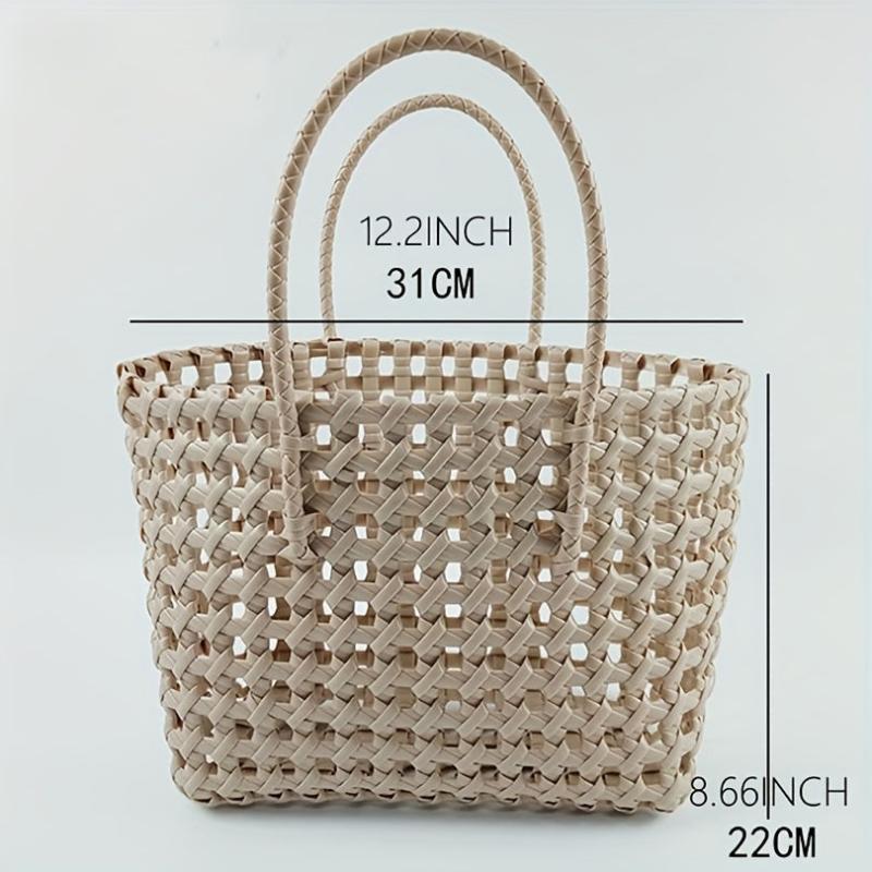 Beach Bag PVC Handbag Waterproof Hollow Out Woven Summer Travel