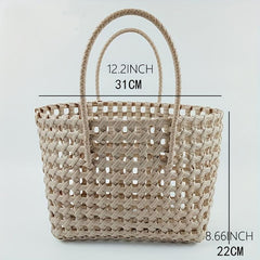Beach Bag PVC Handbag Waterproof Hollow Out Woven Summer Travel