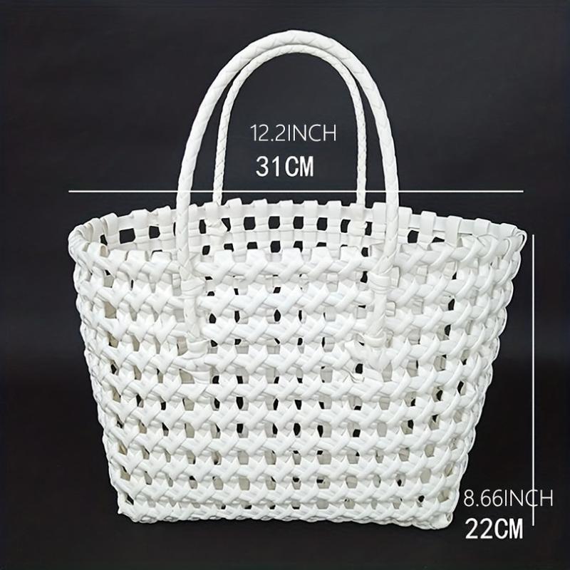 Beach Bag PVC Handbag Waterproof Hollow Out Woven Summer Travel