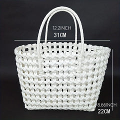 Beach Bag PVC Handbag Waterproof Hollow Out Woven Summer Travel