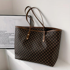 Classic Printed Tote Bag Women PU Leather Shoulder Bag Large Capacity Handbag