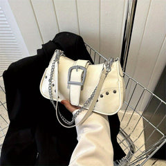 Y2K Chain Shoulder Bag Punk Studded Decor Underarm Purse