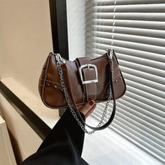 Y2K Chain Shoulder Bag Punk Studded Decor Underarm Purse