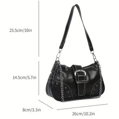 Y2K Chain Shoulder Bag Punk Studded Decor Underarm Purse